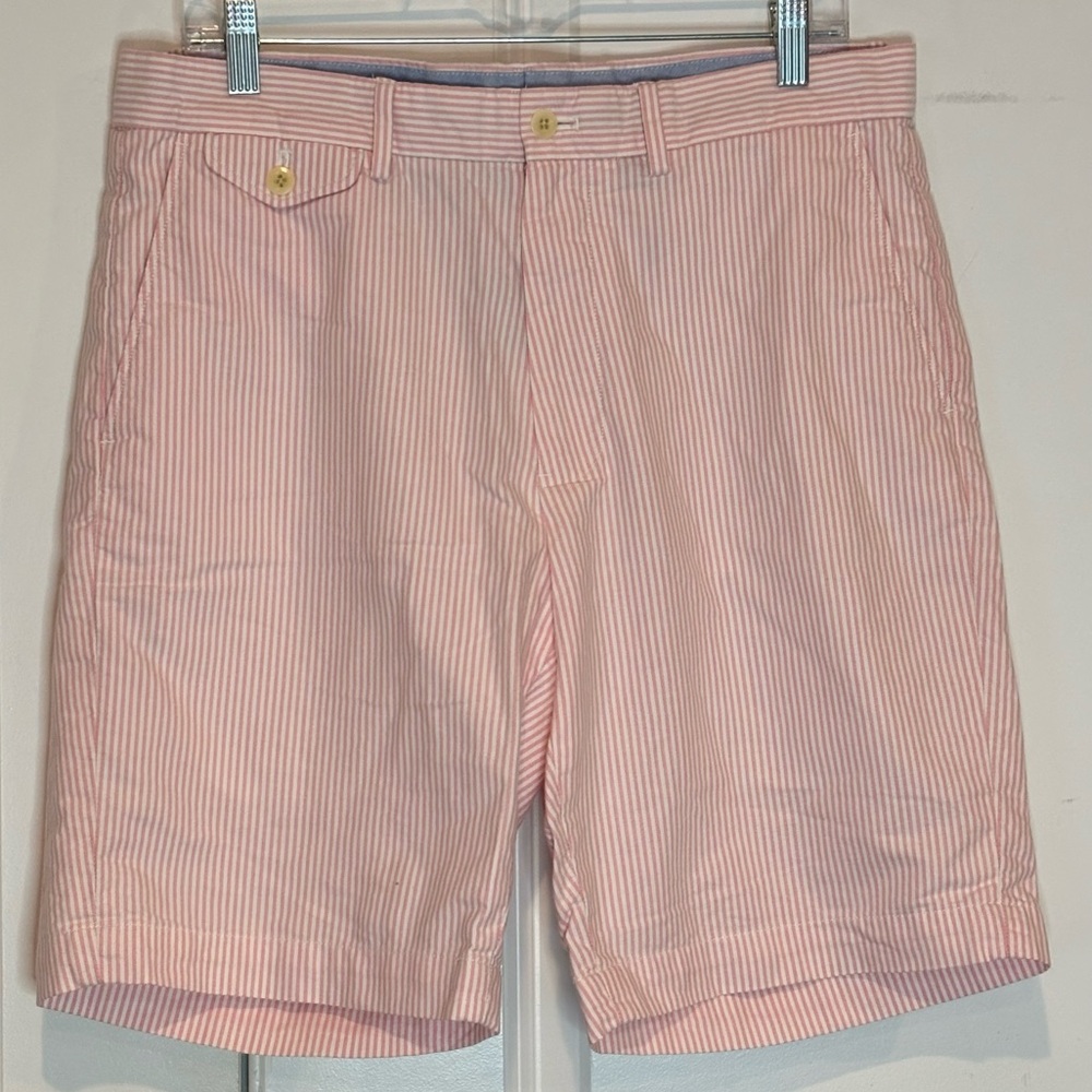 Polo Golf Ralph Lauren Pink White Stripe Cotton Chino Shorts 33